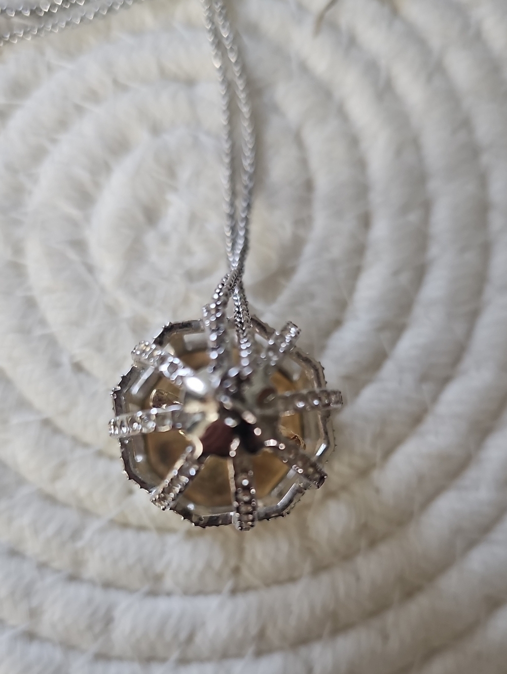 Swarovski Crystal Silver & Gold Cage Necklace with Crystal Accents - Picture 3 of 4